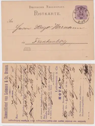 97253 DR Ganzsachen Postkarte P18 Zudruck Sammeldienst Lehmann & Co. Bremen 1889