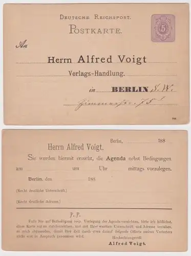 97265 Ganzsachen Postkarte P12 Zudruck Alfred Voigt Verlags-Handlung Berlin 1886