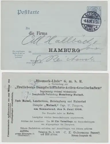 97373 DR Ganzsachen Postkarte P66F Zudruck C.E. Goltermann Succsrs. Altona 1906