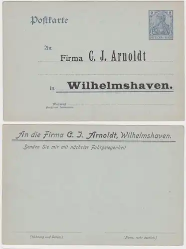 97374 DR Ganzsachen Postkarte P63 Zudruck Firma C.J. Arnoldt Wilhelmshaven