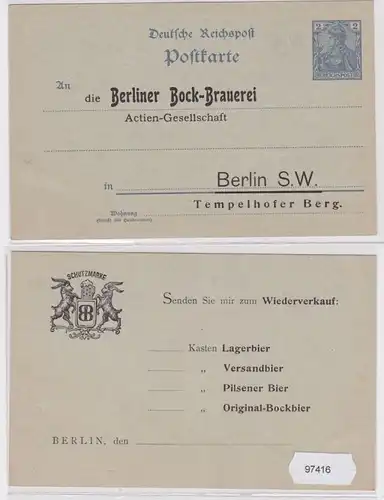 97416 Ganzsachen Postkarte P51 Zudruck Berliner Bock-Brauerei AG Berlin