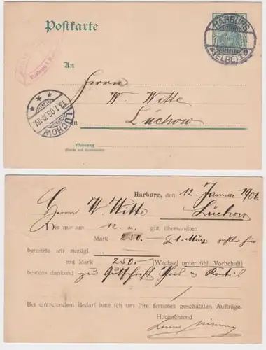 97446 DR Ganzsachen Postkarte P50 Zudruck Louis Milting Harburg in Hannover 1906