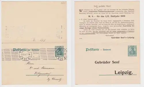 97548 DR entier Carte postale P81 tirage imprimé Frères Moutarde Leipzig Timbres 1909
