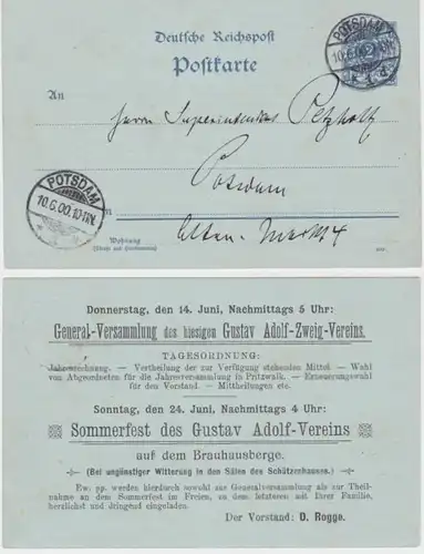 97601 DR Ganzsachen Postkarte P40 Zudruck Gustav Adolf Zweig Verein Potsdam 1900