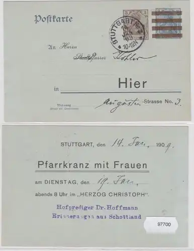 97700 DR Ganzsache Postkarte P84 Zudruck Pfarrkranz 'Herzog Christoph' Stuttgart