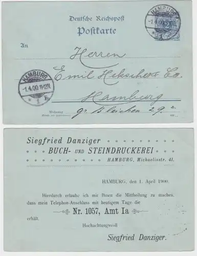 97851 Ganzsachen Postkarte P40 Zudruck Siegfried Danziger Steindruckerei Hamburg