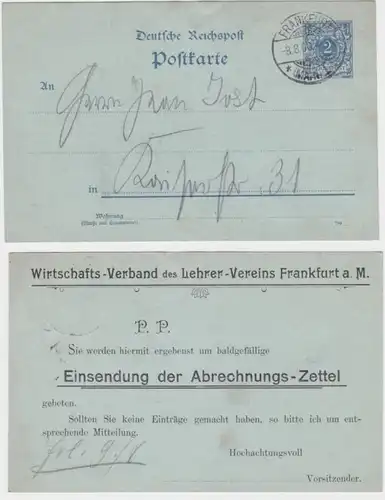 97951 Ganzsachen Postkarte P40 Zudruck Wirtschafts-Verb. Lehrer-Verein Frankfurt
