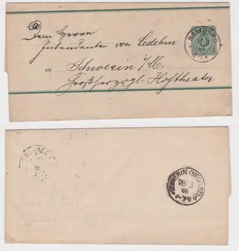 98844 DR Ganzsachen Streifband von Hamburg an das Hoftheater Schwerin 1888