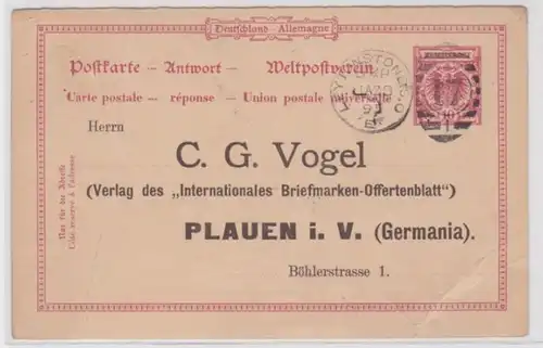 98866 Ganzsachen Postkarte P23A Zudruck Vogel Briefmarken-Offertenblatt Plauen