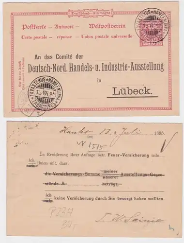 98868 Ganzsachen Postkarte P23A Zudruck Handels- & Industrie Ausstellung Lübeck