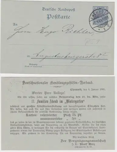98885 Ganzsachen Postkarte P44 Zudruck Handlungsgehilfen Verband Chemnitz 1901