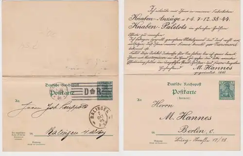 98887 DR Cas entier Carte postale P54 M. Hannes Garçons costumes Berlin 1901