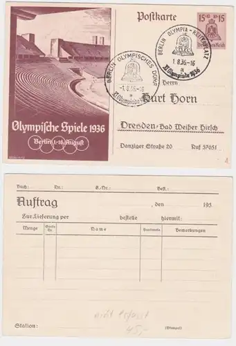 97275 Ganzsache Postkarte P260 Zudruck Kurt Horn Dresden-Bad Weißer Hirsch 1936