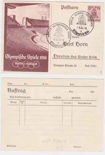 97275 entier Carte postale P260 tirage Kurt Horn Dresden-Bad Hirsch blanc 1936