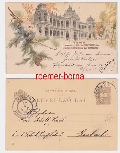 82696 Carte postale Budapest Exposition Milléniaire 'Renaissance' 1896