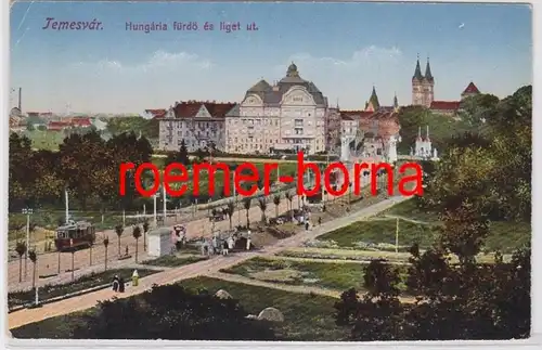 82982 Feldpost Ak Temesvar Hongrie Hungaria Fürdö és Liget ut 1917