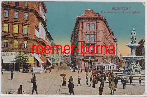 82985 Ak Budapest Hongrie Kalvinplatz avec tramway vers 1910