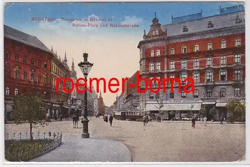 82990 Ak Budapest Hongrie Baross Platz et Rakoczistrasse 1918