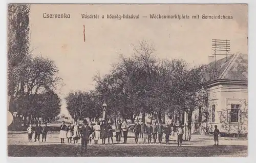 85352 Ak Cservenka Wochenmarktplatz mit Gemeindehaus um 1915