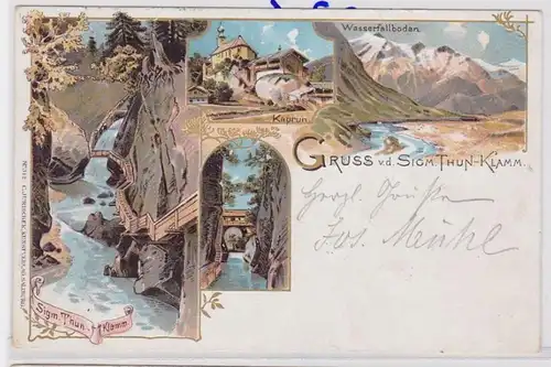 84696 AK Gruss von der Sigmund Thun-Klamm - Kaprun, cascade 1899