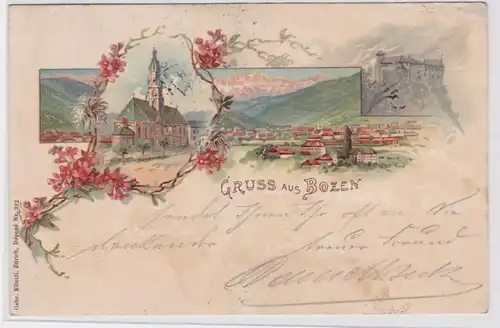 81063 AK Gruse de Bolzano - Église, château et panorama 1898