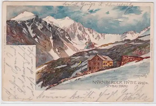 90369 Artiste AK Ernst Platz Nuremberger Hütte - Stubai Tirol 1905