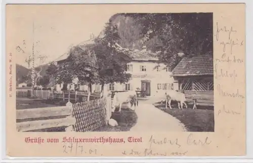 97028 Ak Salutation du Schluxenwirthaus Tirol 1901