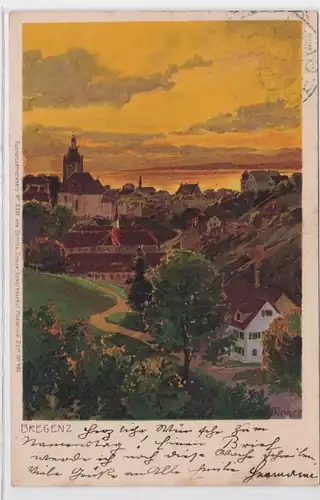 90530 AK Bregenz - Panorama urbain avec église vers 1900