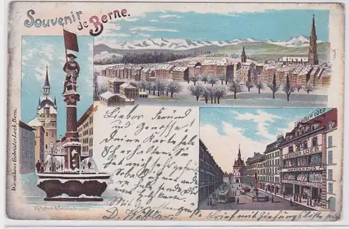 81201 Ak Lithographie Souvenir de Berne Warenhaus etc. 1899