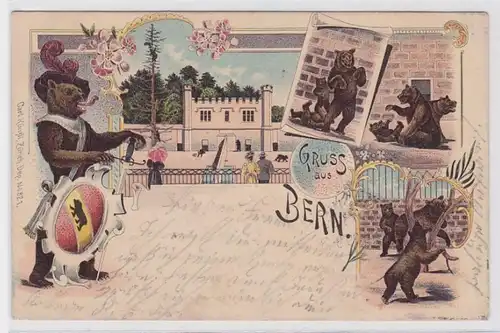 90480 Ak Lithographie Gruß aus Bern mit Bären 1899