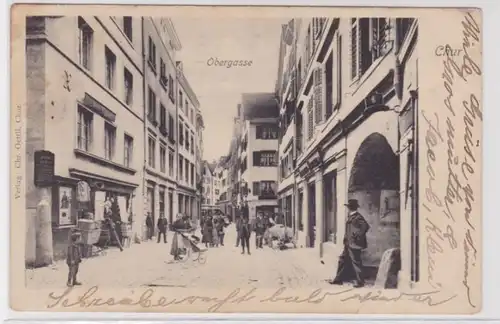 94263 Ak Chur Obergasse avec des magasins 1907