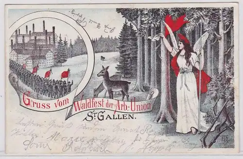 40960 Ak Gruß vom Waldfest der Arbeiter Union St.Gallen 1903
