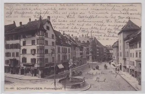 79192 AK Schaffhausen - Frohnwagplatz mit Apotheke und Geschäften 1906