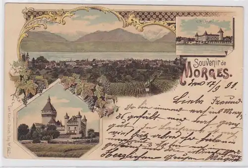 86070 Ak Lithographie Souvenir de Morges L'Arsenal, etc. 1899