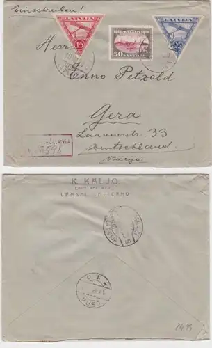 94683 seltener Luftpost Brief Lettland nach Gera 1929