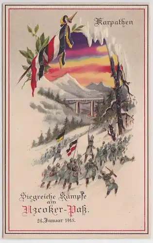 69355 Halt gegens Licht Ak Siegreiche Kämpfe am Uzcoker Paß Karpathen 1915