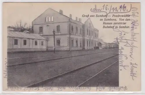 94230 AK Salutation de Sambor (Pozdrowienie ze Sambrora), c. Russes gare détruite