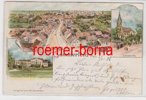 83736 Ak Lithographie Gruss de Sommerfeld Lubsko Château de Dolzig etc 1898