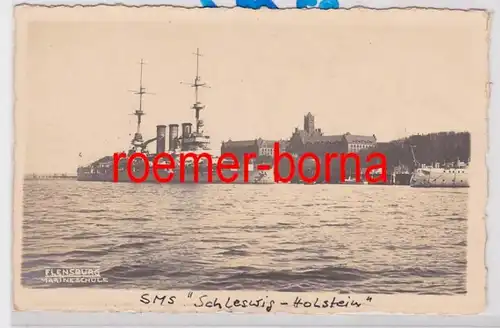 84475 Foto Ak SMS 'Schleswig-Holstein' Marineschule Flensburg um 1910
