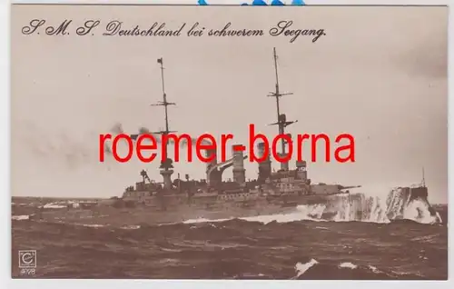 84601 Foto Ak S.M.S. Deuschland bei schwerem Seegang um 1915