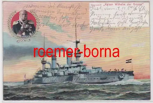 85889 Ak Linienschiff 'Kaiser Wilhelm der Grosse' 1904