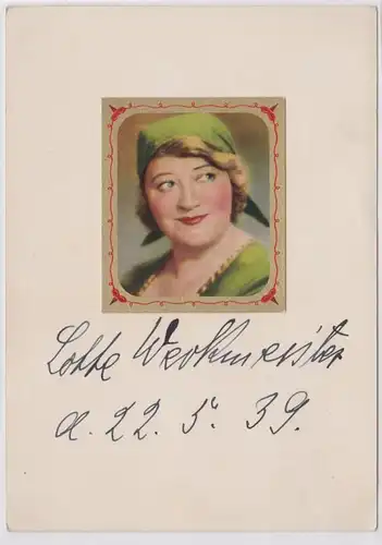 56680 Autographes Carte Actrice Lotte Werkmeister 22.5.1939