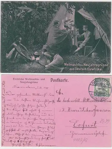 91219 Ak Weihnachts- & Neujahrsgrüße aus Deutsch Ostafrika 1910