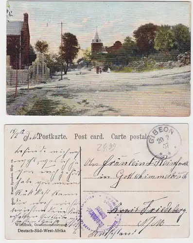 70205 Feldpost Ak Deutsch Est Afrique Windhuk Gouvernementsstraße 1907