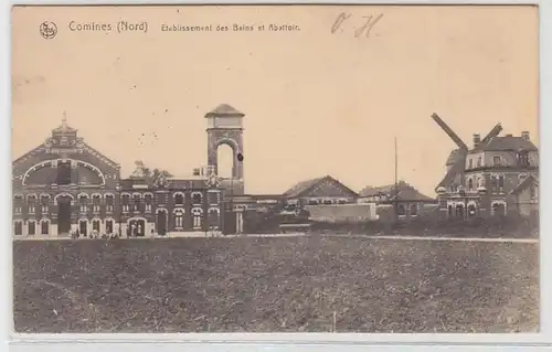 67090 Feldpost Ak Comines (Nord) Etablissement des Bains et Abattoir 1916