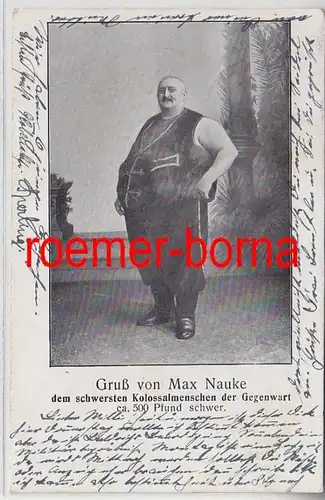 74206 Ak Salutation de Max Nauke Colossemansch 500 livres lourd 1905