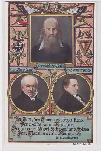 33908 Artiste AK Portrait Friedrich L. Jahn, Ernst M. Arndt & Johann G. Fichte