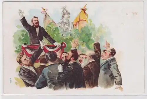 91292 Patriotika Ak Kriegerverein Mitglieder huldigen Kaiser Wilhelm um 1900