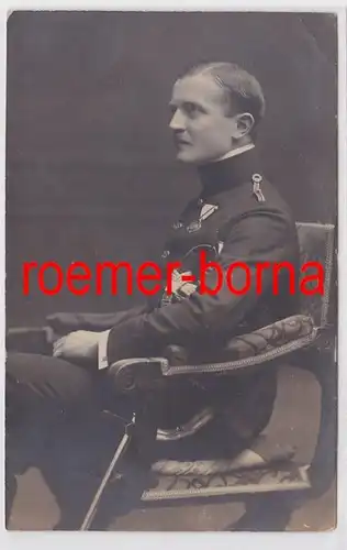 86341 Foto Ak K&K Soldat Österreich-Ungarn mit Orden und Säbel um 1915