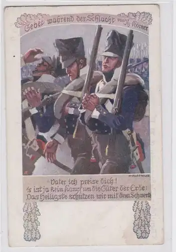 66680 Ak Befreiungskriege Gebet während der Schlacht von Th.Körner um 1913
